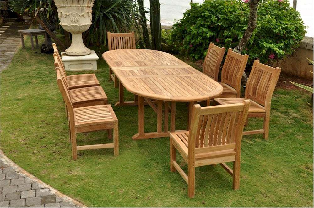 Sahara Dining Side Chair 9-Pieces Oval Dining Set By Anderson Teak | Outdoor Dining Sets | Modishstore - 2