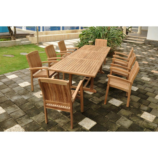 Bahama Stackable Sahara 9-Pieces Rectangular Dining Set A By Anderson Teak | Outdoor Dining Sets | Modishstore