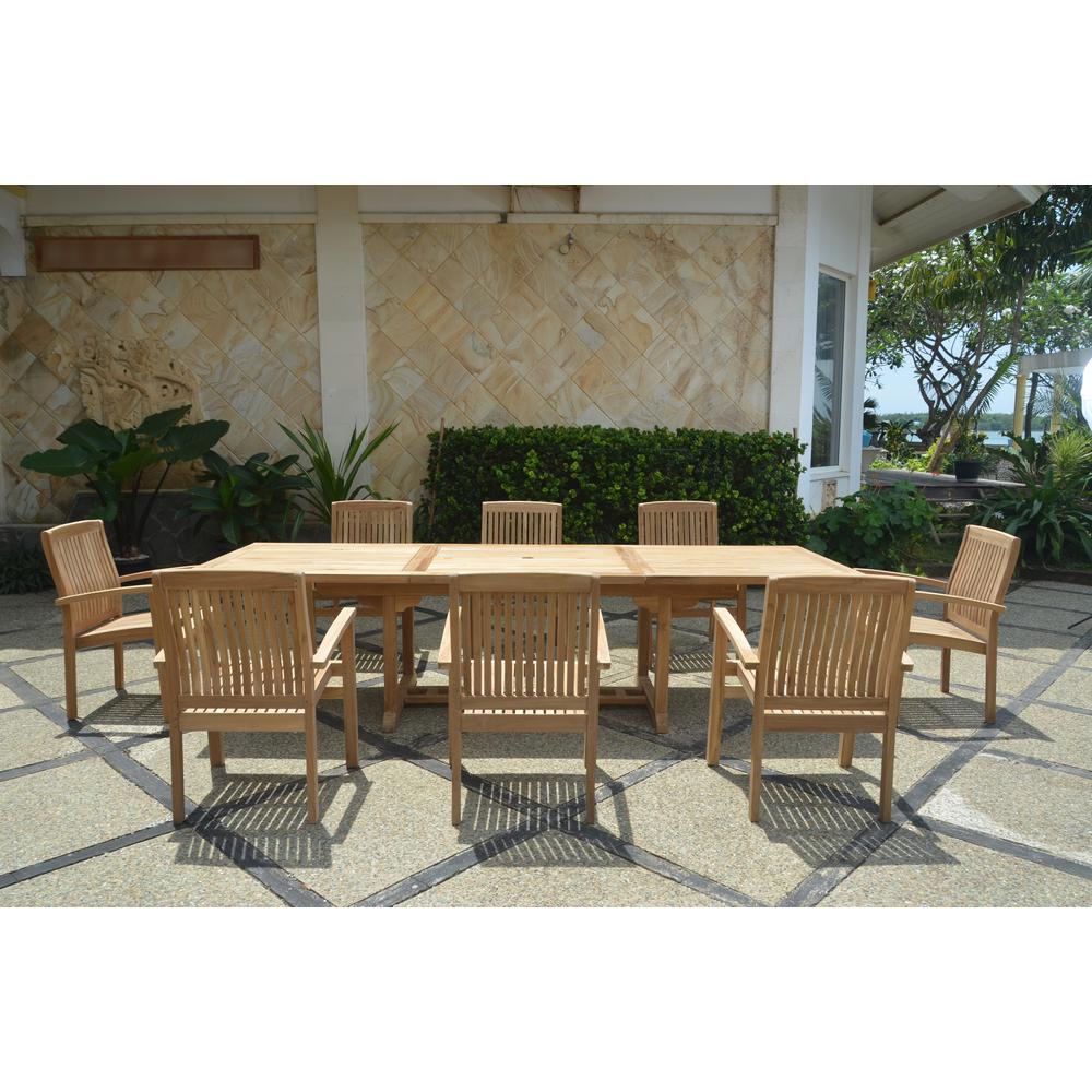 Bahama Stackable Sahara 9-Pieces Rectangular Dining Set A By Anderson Teak | Outdoor Dining Sets | Modishstore - 3