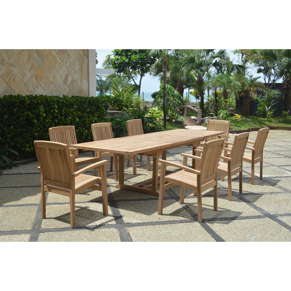 Bahama Stackable Sahara 9-Pieces Rectangular Dining Set A By Anderson Teak | Outdoor Dining Sets | Modishstore - 2