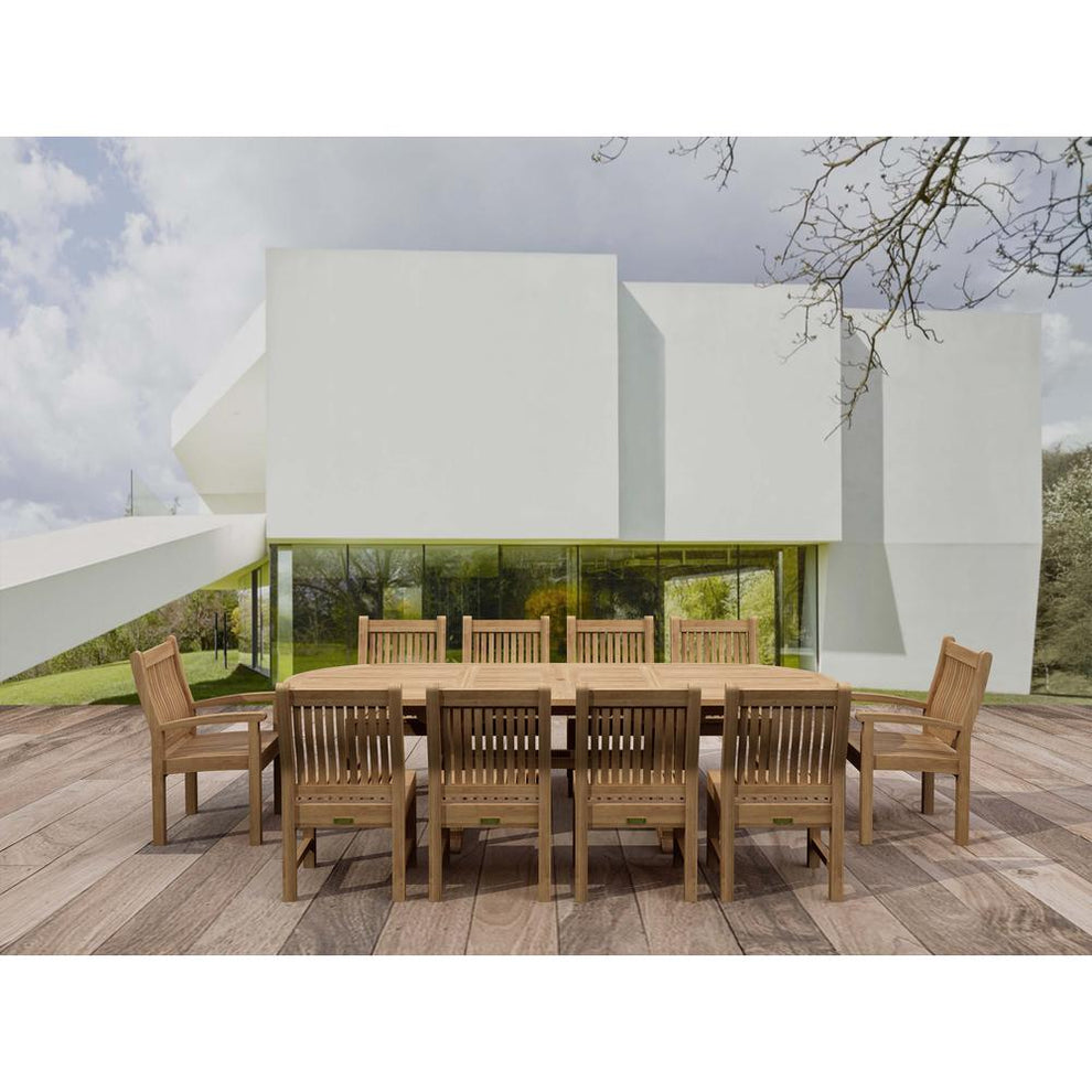 Sahara Dining Side Chair 11-Pieces Oval Dining Set By Anderson Teak | Outdoor Dining Sets | Modishstore - 2