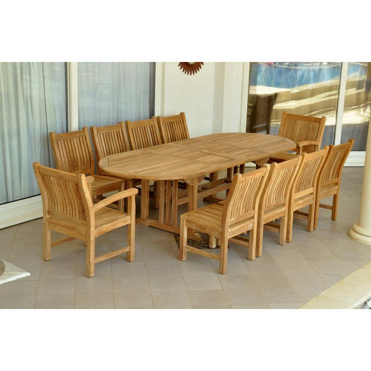 Sahara Dining Side Chair 11-Pieces Oval Dining Set By Anderson Teak | Outdoor Dining Sets | Modishstore