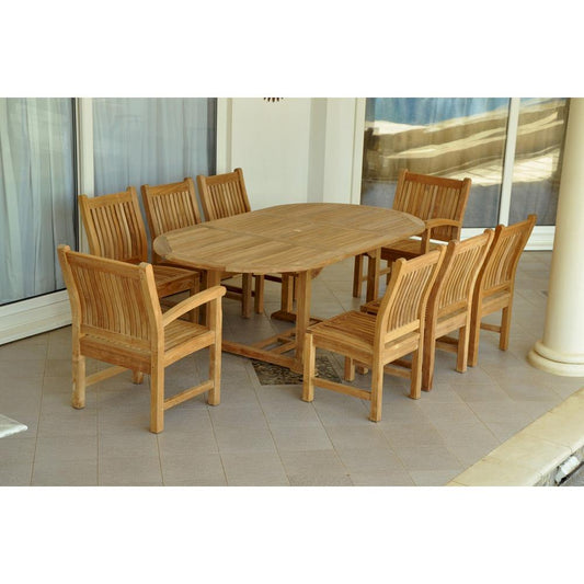 Bahama Sahara Side Chair 7-Pieces 87" Oval Dining Set By Anderson Teak | Outdoor Dining Sets | Modishstore