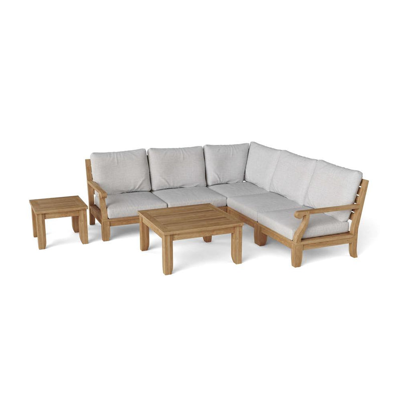 Riviera Luxe 7-Pieces Modular Set With Square Tables By Anderson Teak | Outdoor Sofas, Loveseats & Sectionals | Modishstore