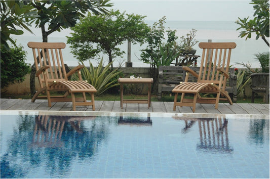 Royal Steamer Katana 3-Pieces Set By Anderson Teak | Outdoor Chaise Lounges | Modishstore
