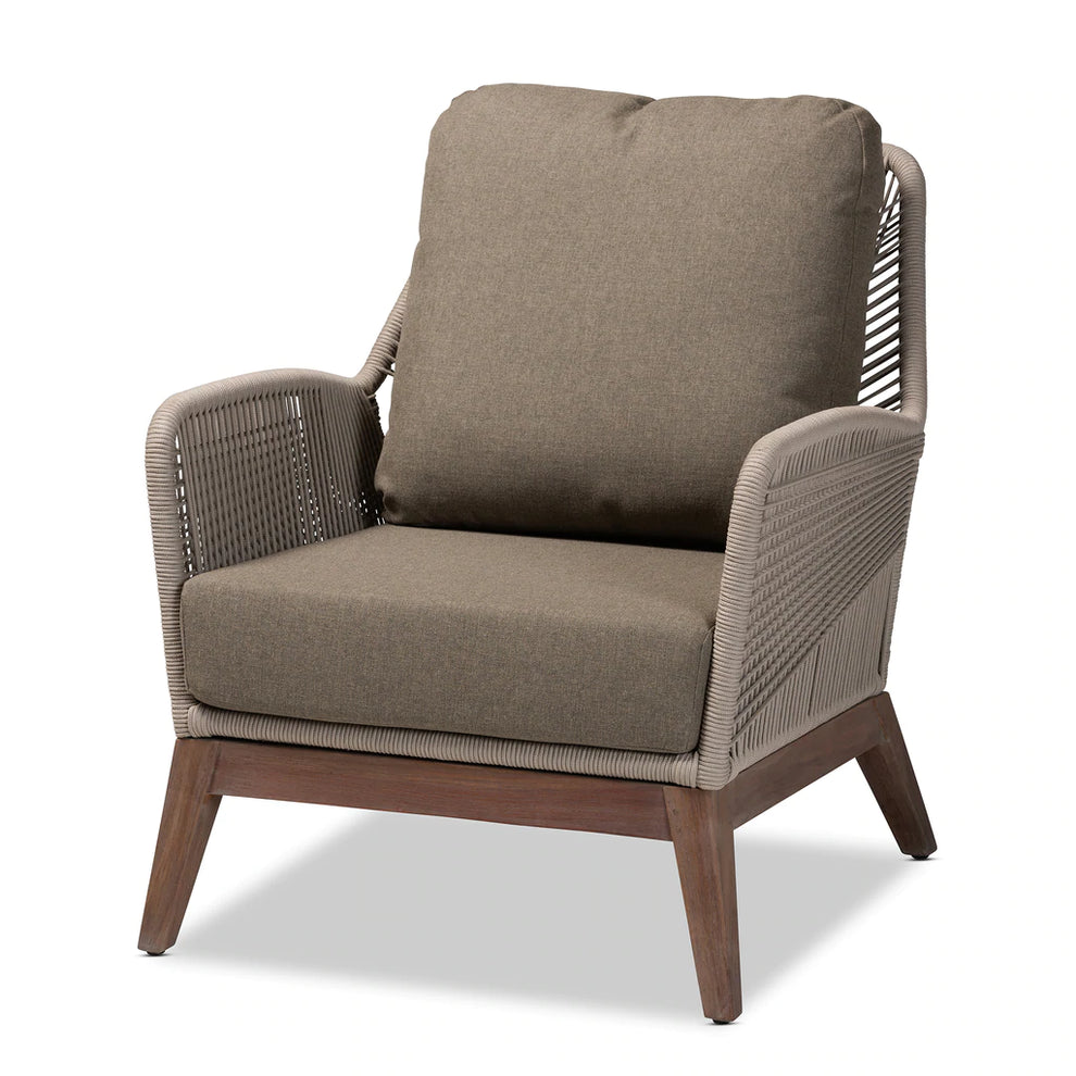 Baxton Studio Jennifer Mid-Century Transitional Grey Woven Rope Mahogany Accent Chair | Accent Chairs | Modishstore - 3