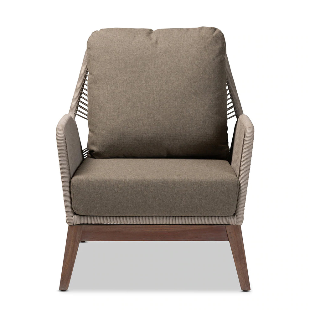Baxton Studio Jennifer Mid-Century Transitional Grey Woven Rope Mahogany Accent Chair | Accent Chairs | Modishstore - 4