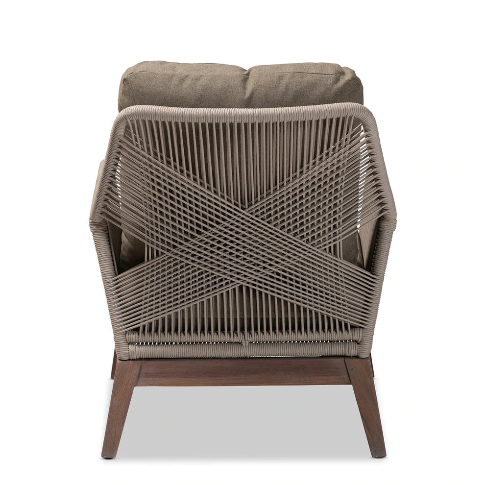 Baxton Studio Jennifer Mid-Century Transitional Grey Woven Rope Mahogany Accent Chair | Accent Chairs | Modishstore - 6
