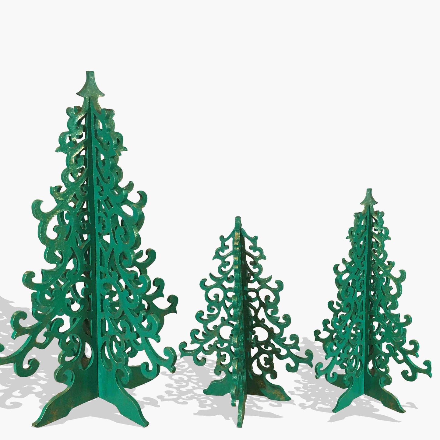 Yuletide Christmas Trees- Wooden-Set of 3- Green/Red/Pink/White-4