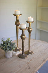 Kalalou Set Of Three Metal Candle Stands