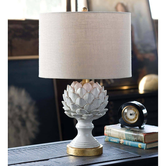 Leafy Artichoke Ceramic Table Lamp Off White By Regina Andrew | Table Lamps | Modishstore