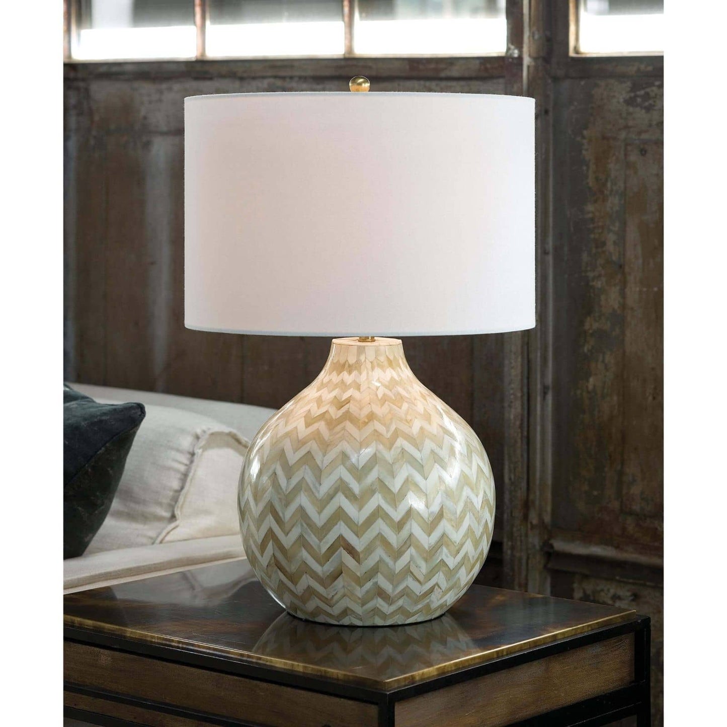 Chevron Bone Table Lamp Indigo By Regina Andrew | Table Lamps | Modishstore - 7