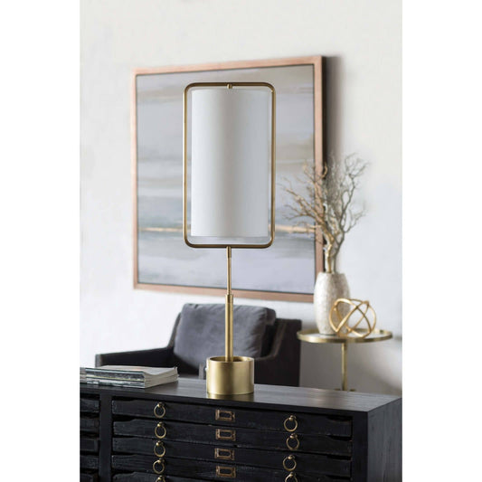 Geo Rectangle Table Lamp Natural Brass By Regina Andrew | Table Lamps | Modishstore