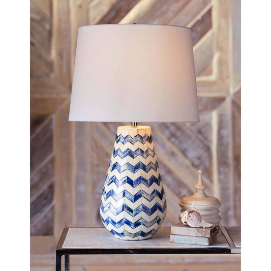 Cassia Chevron Table Lamp Blue By Regina Andrew | Table Lamps | Modishstore