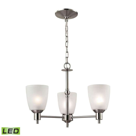Jackson 3-Light Chandelier in Brushed Nickel with White Glass - LED | Chandeliers | Modishstore