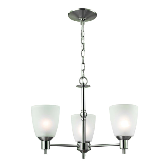 Jackson 3-Light Chandelier in Brushed Nickel with White Glass | Chandeliers | Modishstore