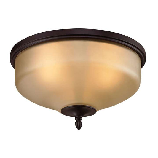 Jackson 3-Light Flush Mount in Oil Rubbed Bronze with Light Amber Glass | Ceiling Lamps | Modishstore