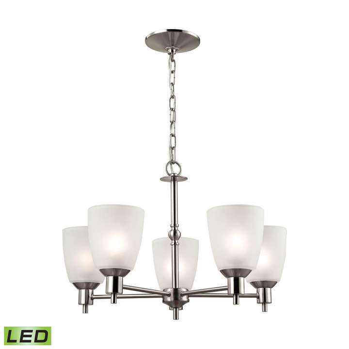 Jackson 5-Light Chandelier in Brushed Nickel with White Glass - LED | Chandeliers | Modishstore