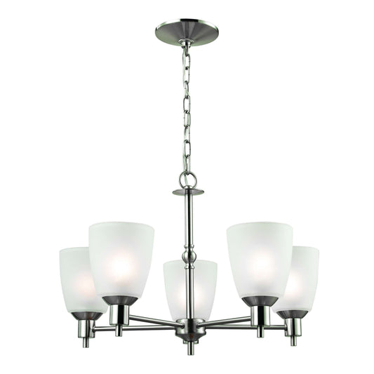 Jackson 5-Light Chandelier in Brushed Nickel with White Glass | Chandeliers | Modishstore