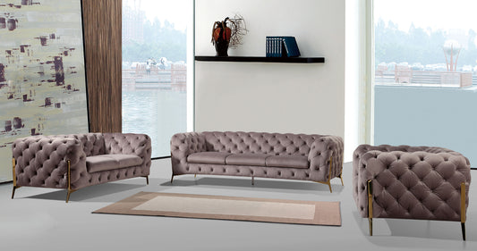 Divani Casa Sheila Modern Silver Fabric Sofa Set | Modishstore | Sofas