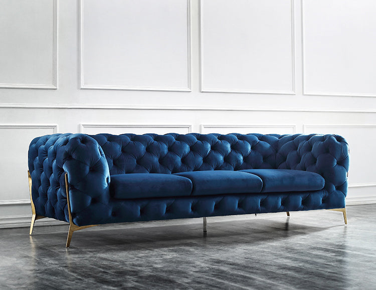 Divani Casa Sheila Modern Dark Blue Fabric Sofa Set | Sofas | Modishstore - 5