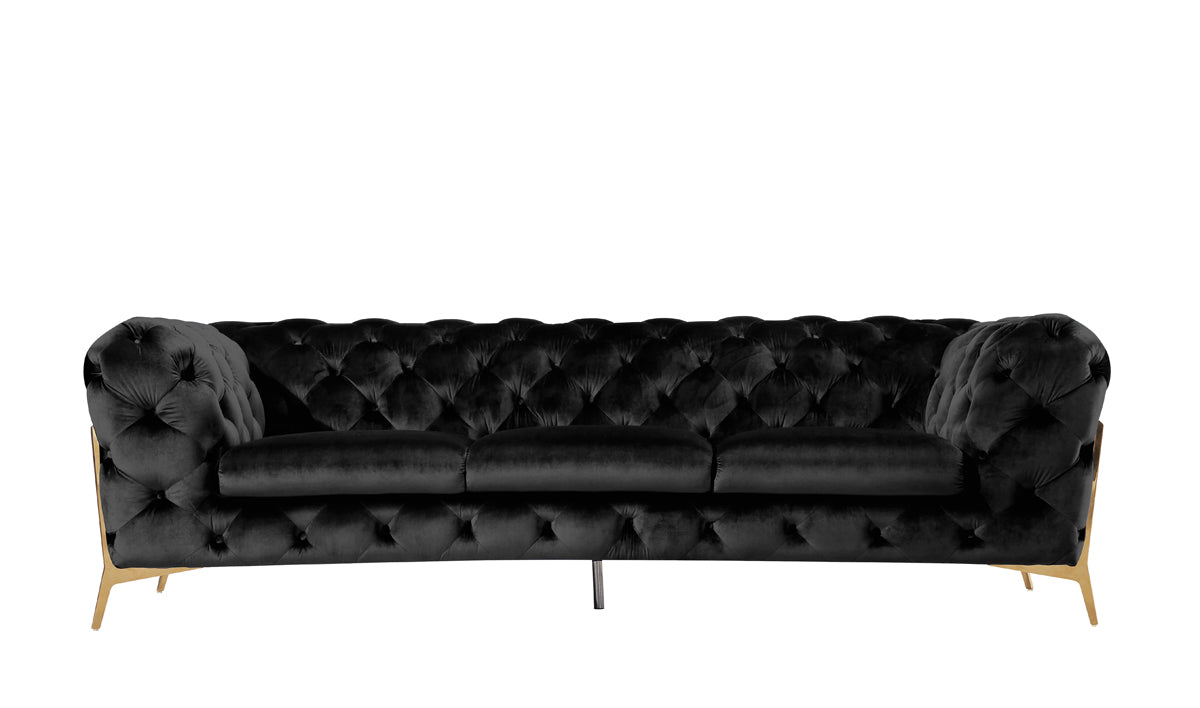 Divani Casa Sheila Modern Black Velvet Sofa Set-5