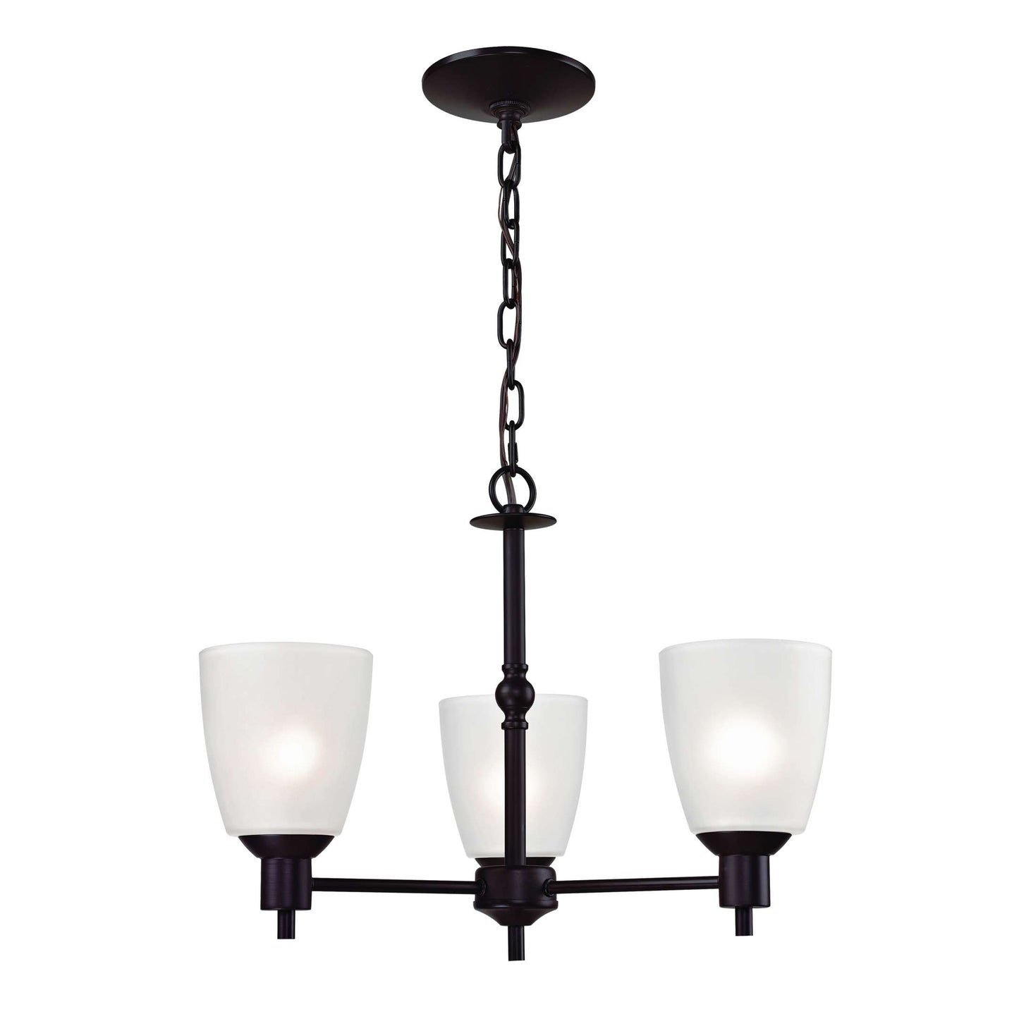 Jackson 3-Light Chandelier in in Oil Rubbed Bronze with White Glass | Chandeliers | Modishstore