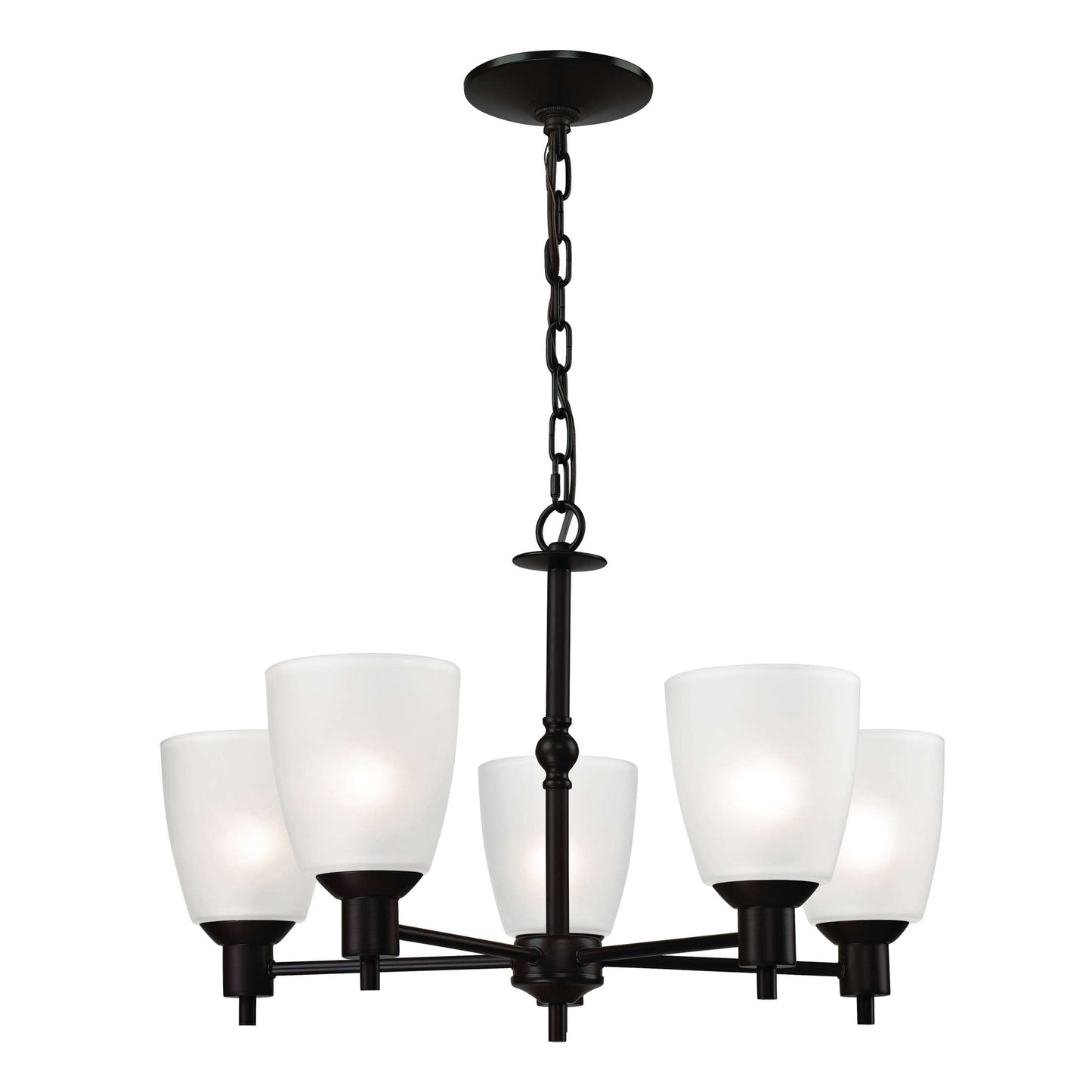 Jackson 5-Light Chandelier in in Oil Rubbed Bronze with White Glass | Chandeliers | Modishstore