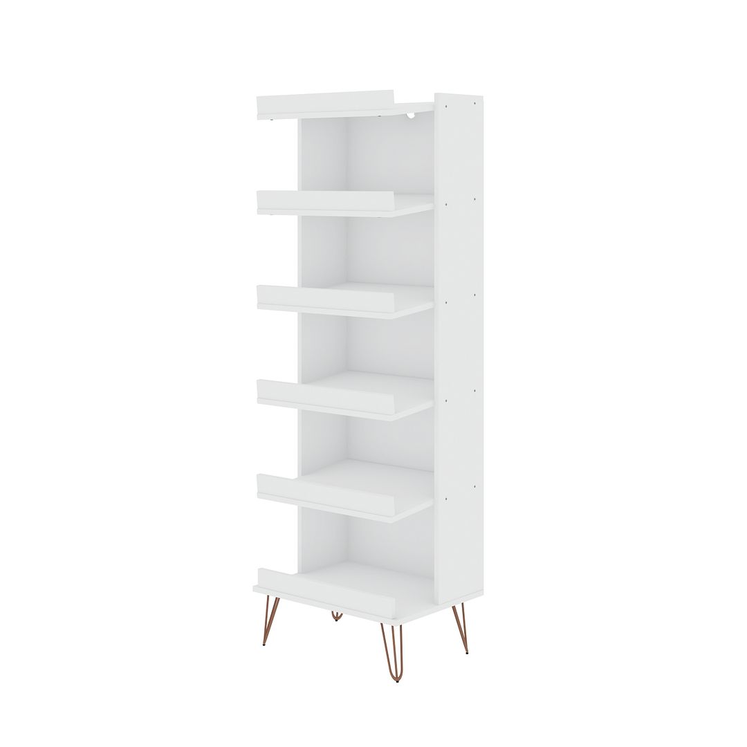Manhattan Comfort Rockefeller Shoe Storage Rack with 6 Shelves in White | Shelves & Shelving Units | Modishstore-5