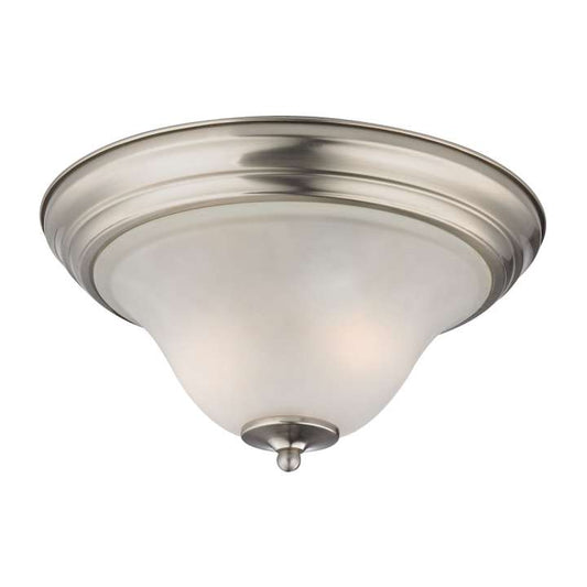 Kingston 2-Light Flush Mount in Brushed Nickel with White Glass | Ceiling Lamps | Modishstore