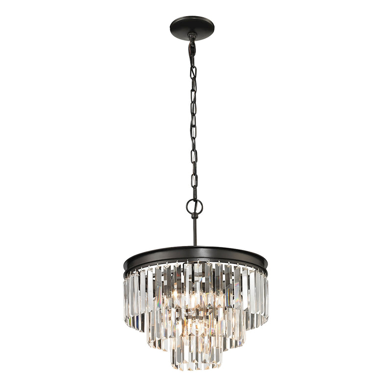 Palacial 3+1-Light Chandelier in Oil Rubbed Bronze with Clear Crystal ELK Lighting | Chandeliers | Modishstore