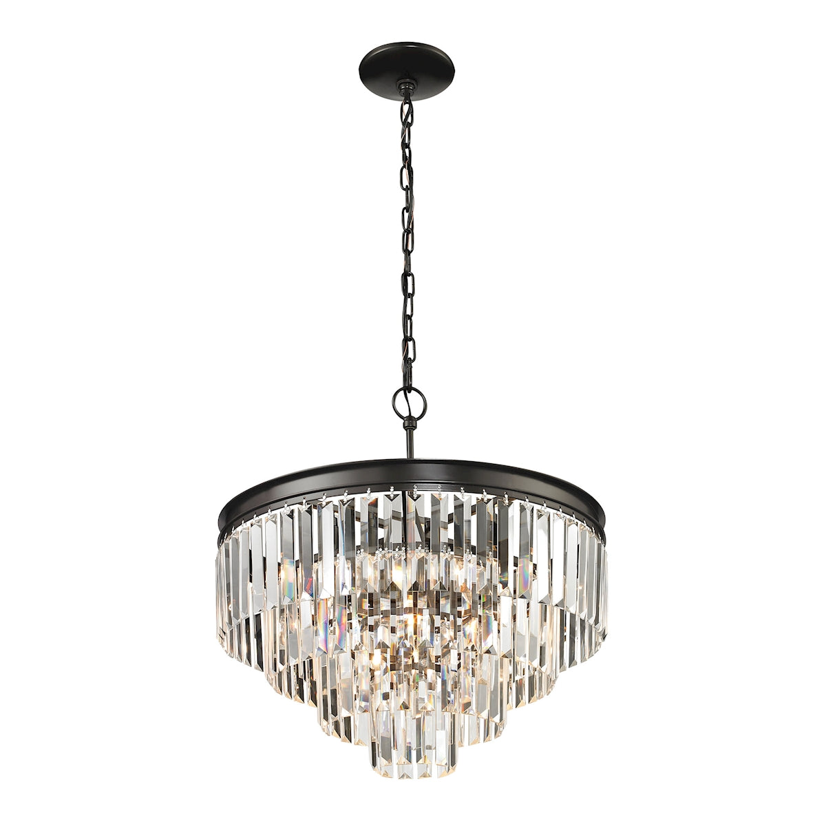Palacial 4+1-Light Chandelier in Oil Rubbed Bronze with Clear Crystal ELK Lighting | Chandeliers | Modishstore