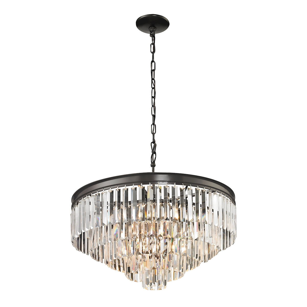 Palacial 5+1-Light Chandelier in Oil Rubbed Bronze with Clear Crystal ELK Lighting | Chandeliers | Modishstore
