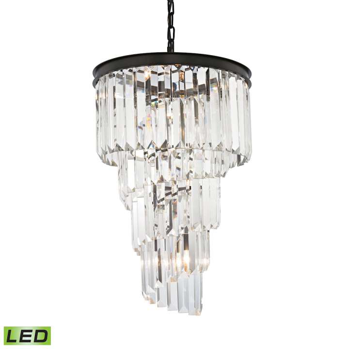 Palacial 6-Light Chandelier in Oil Rubbed Bronze with Clear Crystal - Includes LED Bulbs | Chandeliers | Modishstore