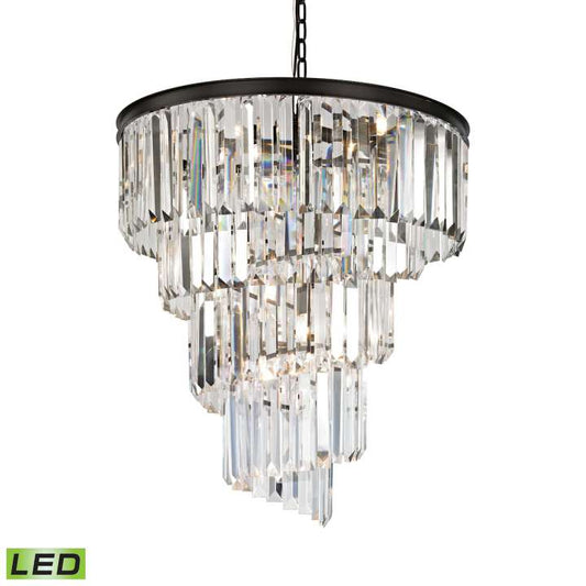Palacial 9-Light Chandelier in Oil Rubbed Bronze with Clear Crystal - Includes LED Bulbs | Chandeliers | Modishstore
