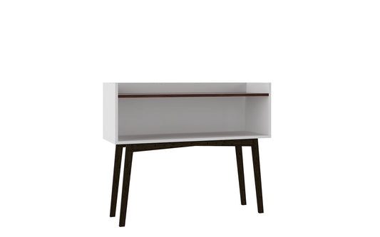 Manhattan Comfort Mid-Century- Modern Brookdale Entryway with 1 Shelf in White and Nut Brown | Console Tables | Modishstore