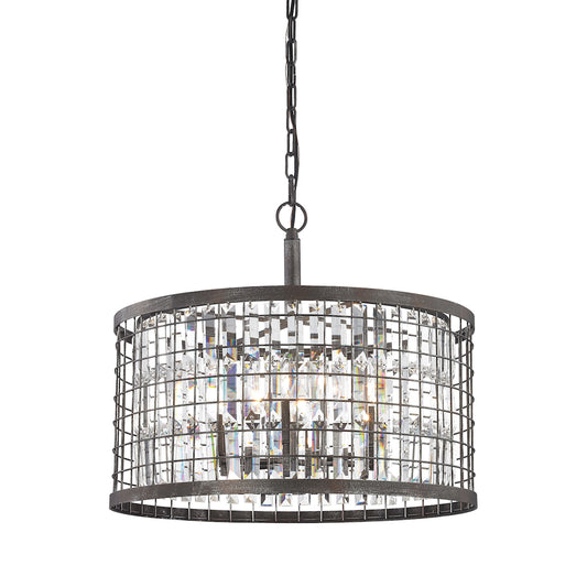 Nadina 6-Light Chandelier in Silverdust Iron with Clear Crystal Inside Wire Cage ELK Lighting | Chandeliers | Modishstore