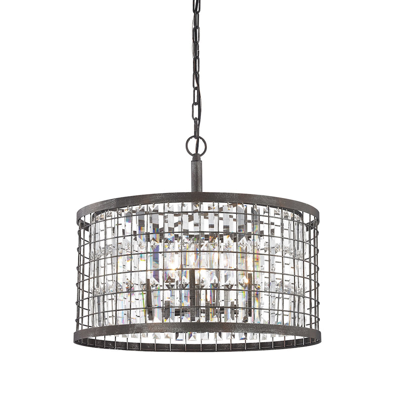 Nadina 6-Light Chandelier in Silverdust Iron with Clear Crystal Inside Wire Cage ELK Lighting | Chandeliers | Modishstore