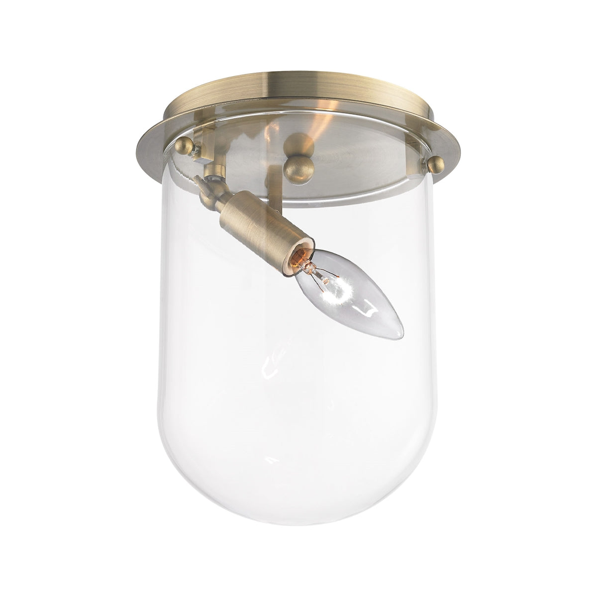 Lightway 1-Light Flush Mount in Antique Brass with Clear Glass ELK Lighting | Ceiling Lamps | Modishstore