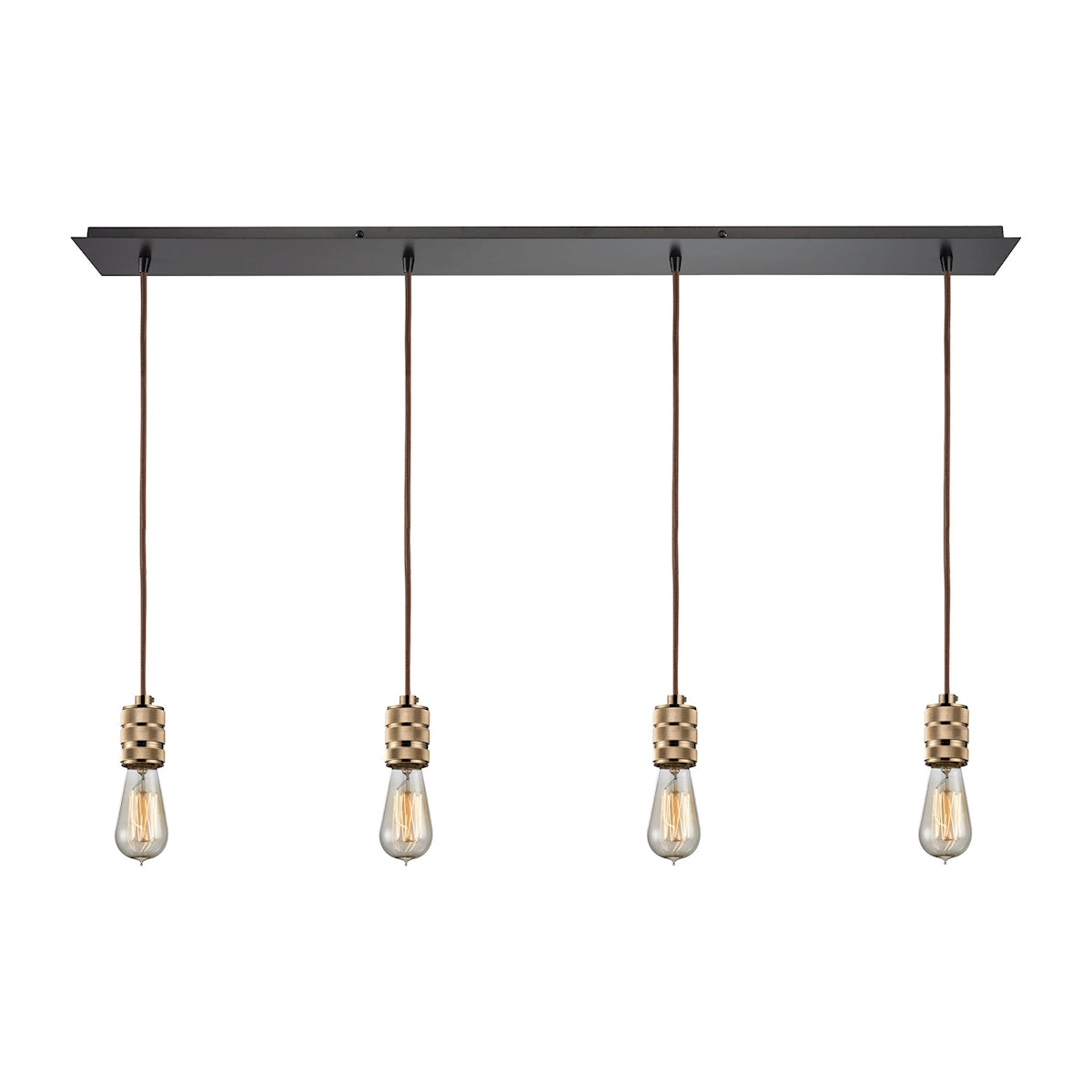 Camley 4-Light Linear Pendant Fixture in Oil Rubbed Bronze and Polished Gold ELK Lighting | Pendant Lamps | Modishstore