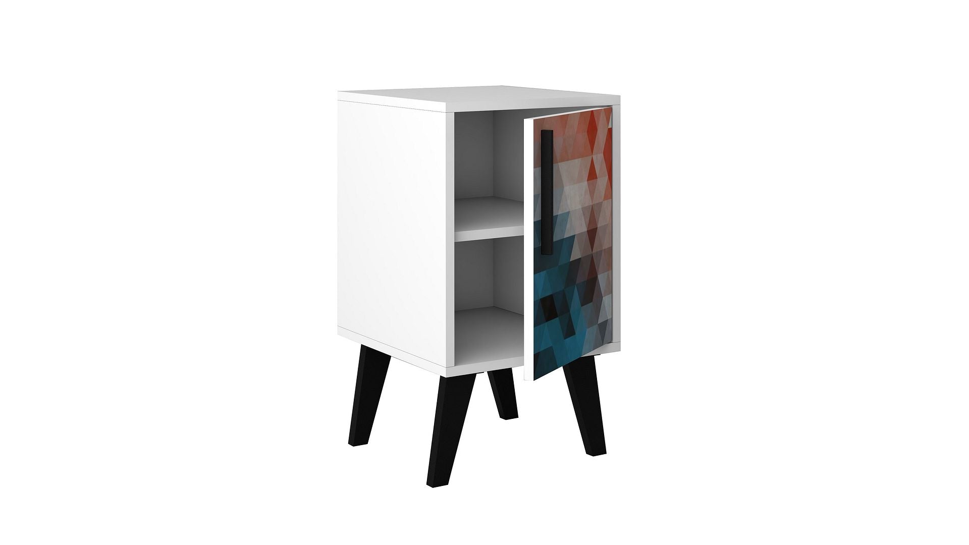 Manhattan Comfort Mid-Century- Modern Amsterdam Side Table 1.0 with 2 Shelves in White | End Tables | Modishstore-9