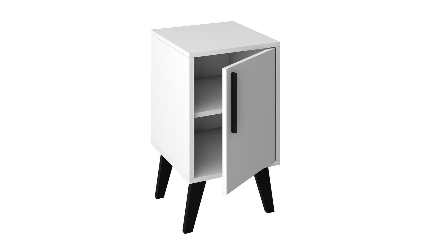 Manhattan Comfort Mid-Century- Modern Amsterdam Side Table 1.0 with 2 Shelves in White | End Tables | Modishstore-5