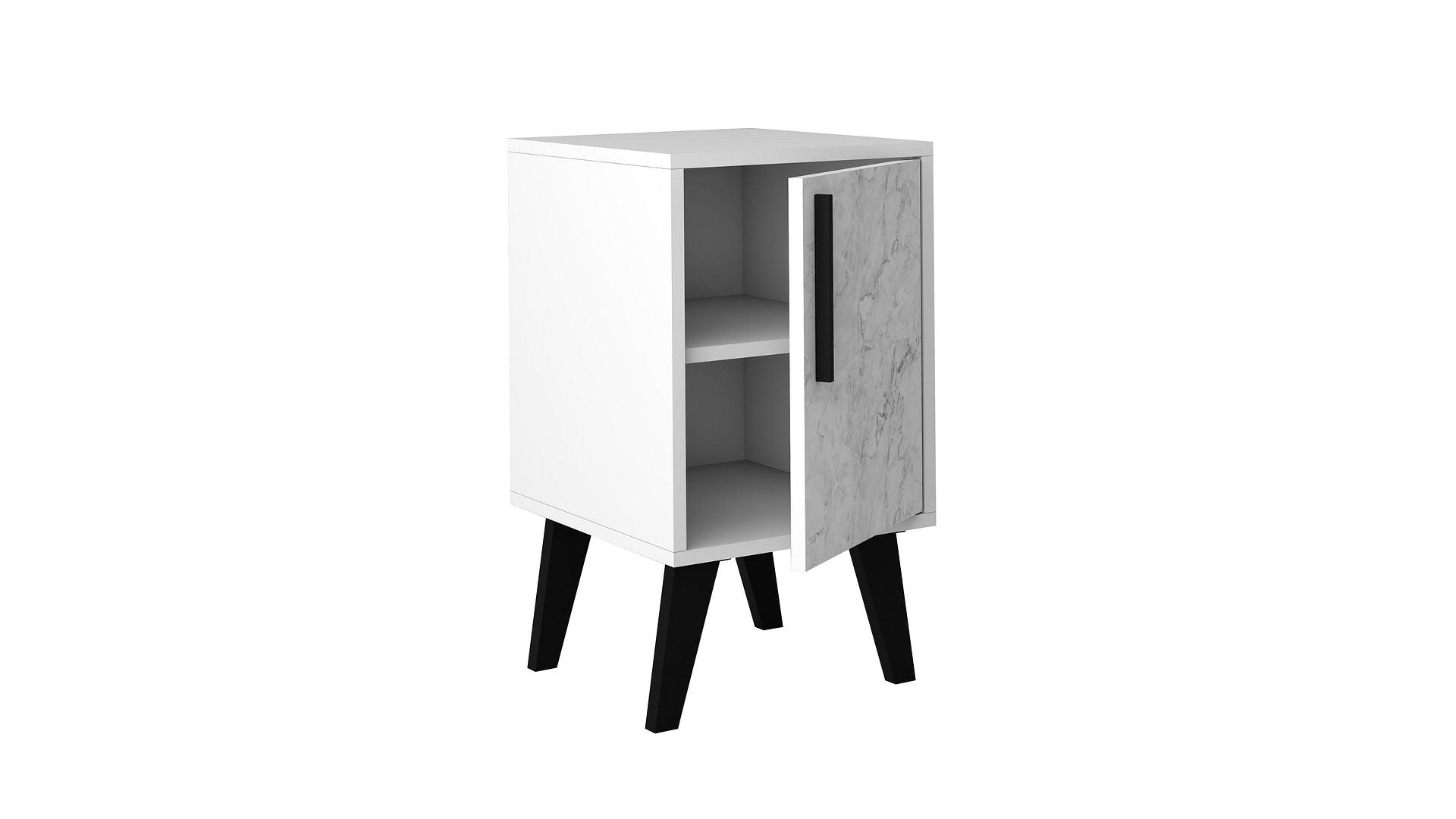 Manhattan Comfort Mid-Century- Modern Amsterdam Side Table 1.0 with 2 Shelves in White | End Tables | Modishstore-7