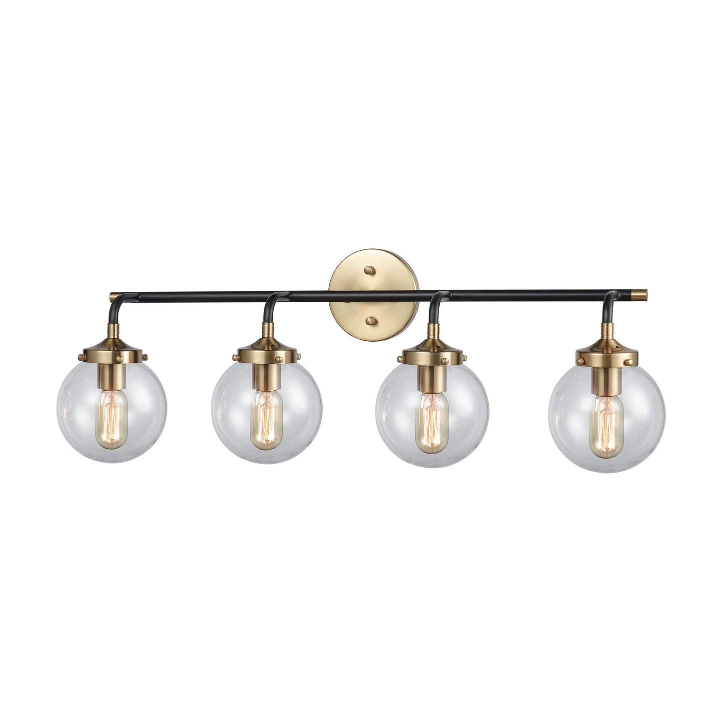 Boudreaux 4-Light Vanity Lamp in Matte Black and Antique Gold with Sphere-shaped Glass ELK Lighting | Vanity Light | Modishstore