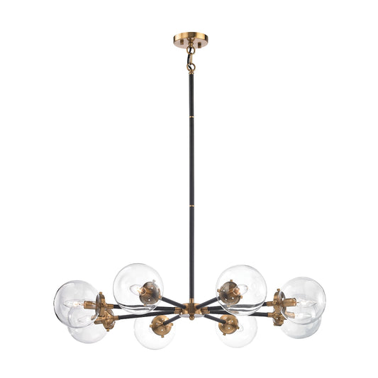 Boudreaux 8-Light Chandelier in Antique Gold and Matte Black with Sphere-shaped Glass ELK Lighting | Chandeliers | Modishstore