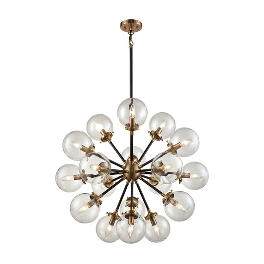 Boudreaux 18-Light Chandelier in Antique Gold and Matte Black with Sphere-shaped Glass ELK Lighting | Chandeliers | Modishstore