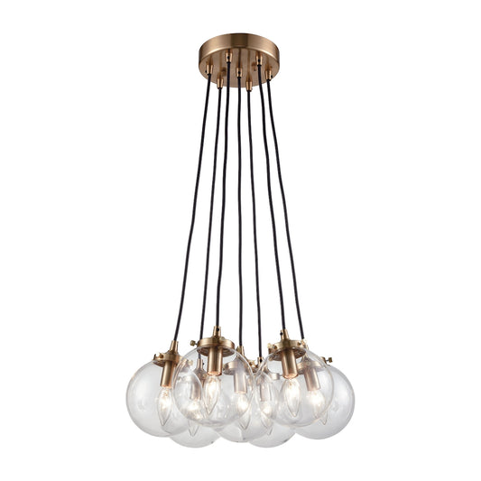 Boudreaux 7-Light Chandelier in Satin Brass with Sphere-shaped Glass ELK Lighting | Chandeliers | Modishstore