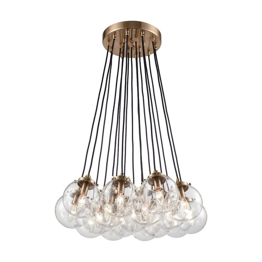 Boudreaux 17-Light Chandelier in Satin Brass with Sphere-shaped Glass ELK Lighting | Chandeliers | Modishstore