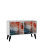 Manhattan Comfort Mid-Century- Modern Amsterdam Double Side Table 2.0 with 3 Shelves in White | Cabinets | Modishstore-3