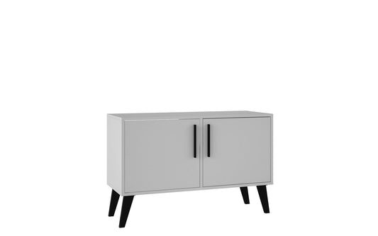 Manhattan Comfort Mid-Century- Modern Amsterdam Double Side Table 2.0 with 3 Shelves in White | Cabinets | Modishstore